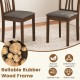 Set of 2 wooden dining chairs with rubber wood frame and linen fabric upholstery, perfect for home or cafe settings.