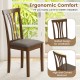 Wooden dining chair with ergonomic curved backrest and slatted design, upholstered in breathable linen fabric for.