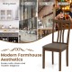 Wooden dining chair with brown rubber wood frame and linen fabric upholstery, perfect for home or restaurant settings.