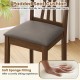Padded seat cushion of a wooden dining chair set, featuring breathable linen fabric and soft sponge filling for comfort.