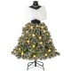 5 FT pre-lit mannequin Christmas tree with skirt design, snowy pine cones, and warm white lights for festive decor.