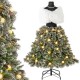 5 FT pre-lit mannequin Christmas tree with silver-tipped branches, pine cones, and warm white lights for festive decor.
