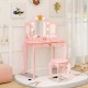 Detachable top of the pink kids vanity set with tri-fold lighted mirror, ideal for transforming into a writing desk.