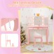 Kids vanity set in pink with tri-fold lighted mirror, detachable top, and anti-toppling design for safety and stability.