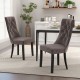 Set of 2 tufted dining chairs in gray with high backrest and padded seat, perfect for dining rooms or elegant spaces.
