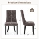 Tufted dining chair dimensions with high backrest, gray velvet upholstery, and rubber wood legs for elegant support.