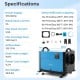 124 Pint Crawl Space Dehumidifier in blue, featuring adjustable feet and control panel for flexible placement.