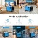 Crawl space dehumidifier in blue with 124 pints/day capacity, adjustable humidity control, ideal for basements and.
