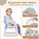 Ergonomic kids chair in gray with comfortable backrest and curved armrests, ideal for promoting good sitting posture.
