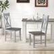 Farmhouse chair set of 2 with gray rubber wood frame and elegant hollowed backrest, perfect for dining rooms.