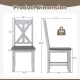 Farmhouse chair dimensions showcasing a gray rubber wood frame with a hollowed backrest and sturdy support, 330 lbs.