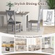Gray farmhouse dining chair set of 2 with rubber wood frame and elegant hollowed backrest for kitchen or dining room.