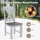 Gray farmhouse chair with rubber wood frame and hollowed backrest, designed for durability and stylish integration.