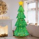Collapsible 6.2 feet Christmas tree with 200 LED lights, top star decoration, and colorful furry balls for festive.