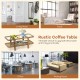 2-tier coffee table with tempered glass tabletop and acacia wood frame, ideal for living room or office organization.