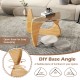Triangle coffee table with tempered glass top and adjustable rubber wood base, featuring an open base for easy sweeping.