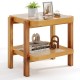 Rattan 2-tier end side table featuring an elegant bottom rattan shelf and sturdy acacia wood legs for versatile home.