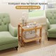 Compact Rattan 2-Tier End Side Table with tempered glass top and acacia wood legs, perfect for small spaces.