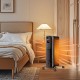 Oil filled radiator heater in black with adjustable thermostat, remote control, and LED display for cozy bedroom warmth.