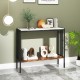 36-inch industrial console table with sintered stone top and 2-tier storage, perfect for entryway or living room use.