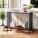36-inch industrial console table with sintered stone tabletop and metal frame, ideal for living room or entryway.