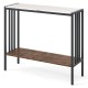 36-inch console table with a sintered stone top and a rustic brown lower shelf, ideal for entryways and living rooms.
