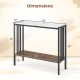 Dimensions of the 36-inch console table with waterproof sintered stone top and metal frame, suitable for entryways.
