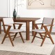 Set of 2 wooden dining chairs with rubber wood frames and linen upholstery in walnut, perfect for dining rooms or cafes.