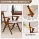 Wooden dining chair with rubber wood frame and linen upholstery, featuring curved backrest and sturdy armrests for.