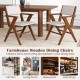 Wooden dining chairs with rubber wood frame in walnut finish, featuring linen upholstery and curved backrest for.