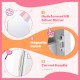 Undeformed HD silver mirror with a curved handle and magnetic catch on the kids jewelry armoire cabinet in white.