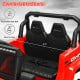 Comfortable seats of the 12V Kids Ride-on Jeep Car in red, featuring adjustable seat belts and easy-to-clean surfaces.