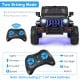 Solid black 12V kids ride-on Jeep car with remote control, featuring adjustable speeds and non-slip wheels for.