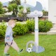 Kids basketball hoop with moon-shaped scoreboard in blue, adjustable height for outdoor play and skill development.