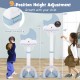 Kids basketball hoop in blue with adjustable height, electronic scoreboard, and durable construction for indoor and.