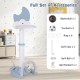 4-in-1 kids basketball hoop in blue with electronic scoreboard and full set of accessories for indoor and outdoor play.