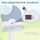 Moon-shaped electronic scoreboard with accurate scoring function for the 4-in-1 kids basketball hoop set in blue.