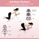 Adjustable abdominal trainer showing dynamic exercises for biceps, triceps, core, and back with padded support for.