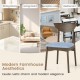 Wooden dining chair with rubber wood legs, brown finish, featuring soft linen cushions for comfort in dining or living.