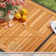 Slatted acacia wood tabletop of a 7-piece patio rattan bar set, showcasing natural beauty and wear resistance for.