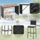 Close-up of the sturdy metal frame and triangular structure of the 7-piece patio rattan bar set for outdoor use.