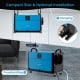 Compact blue 192 pint dehumidifier with adjustable feet, ideal for crawl spaces and basements, featuring hanging or.