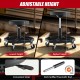 Pneumatic rolling mechanic stool with adjustable height from 16 to 22 inches, padded seat, and large tool tray.