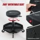 Pneumatic rolling mechanic stool with 360° rotatable padded seat, waterproof faux leather, and 330 lbs capacity.