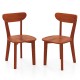 Set of 2 solid wood dining chairs with curved backrest, espresso finish, suitable for kitchen or restaurant use.