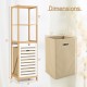 3-tier tilt-out laundry hamper with storage shelves in natural and white, featuring a detachable basket and compact.