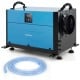 155 pint crawl space dehumidifier in blue with adjustable feet, control panel, and drainage options for versatile use.