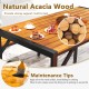 Rectangular acacia wood dining table with two benches, designed for outdoor use, providing strong support for 4 people.