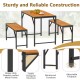 Rectangular patio dining set with acacia wood table and two benches, designed for 4 people, featuring adjustable.