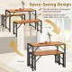 3-piece patio dining set featuring a rectangular acacia wood table and 2 benches, designed for space-saving storage.